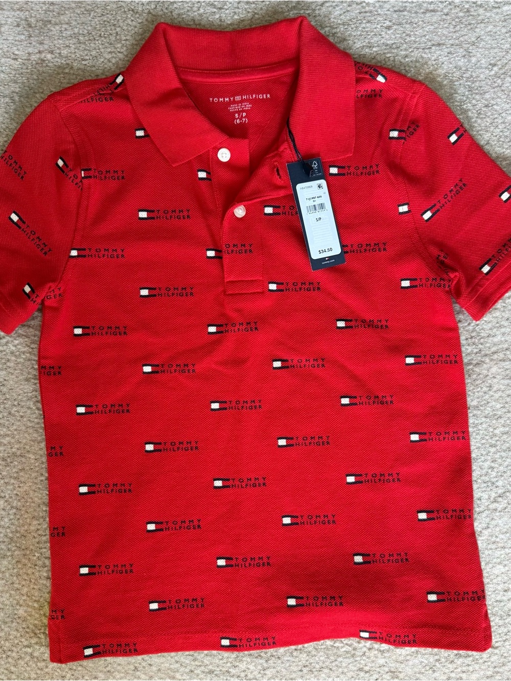 Tommy Hilfiger Red Kids' Logo Polo Shirt